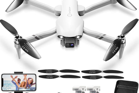 F10-1080P Wifi FPV Drone with 1080P HD Camera, Headless Mode/3D Flips, RC Quadcopter for Beginners Silver White